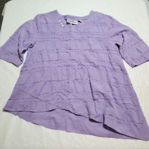 Casual Cottonseed Wear asymmetrical purple blouse. Size medium